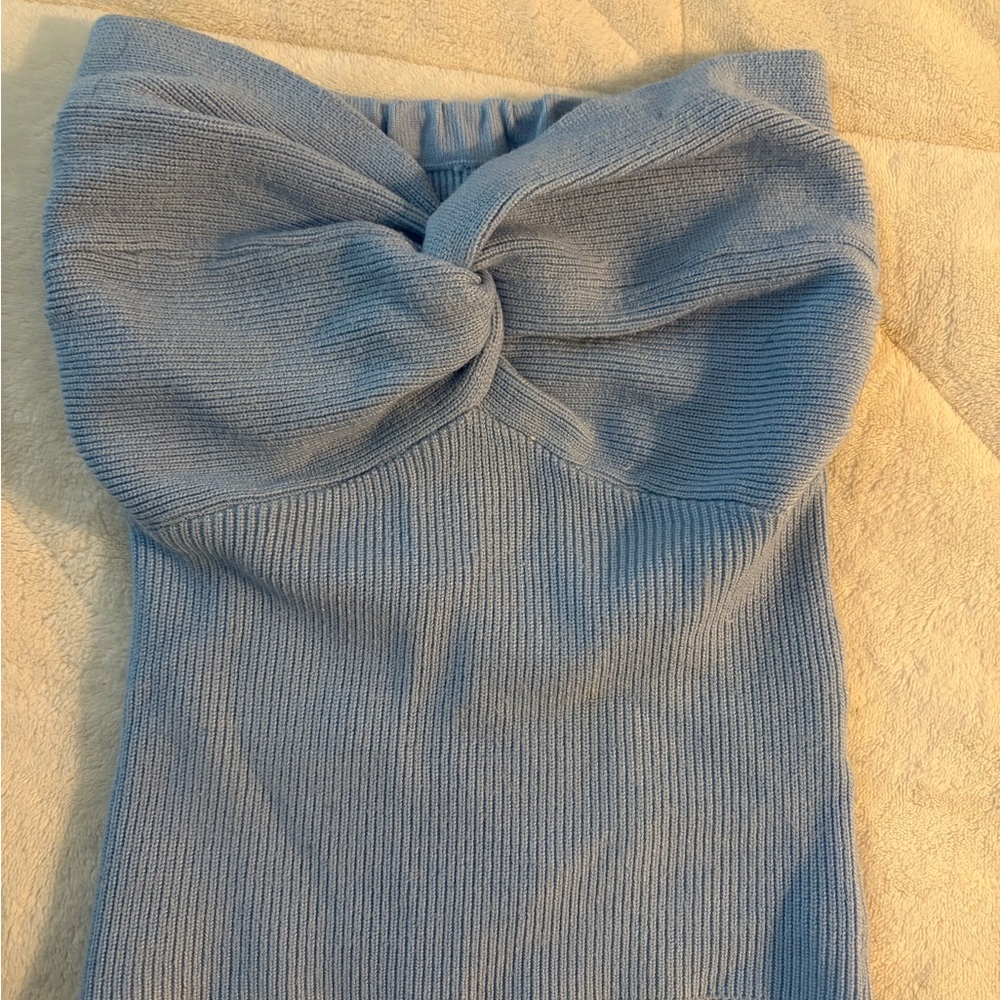 Blue Ribbed Women's Top